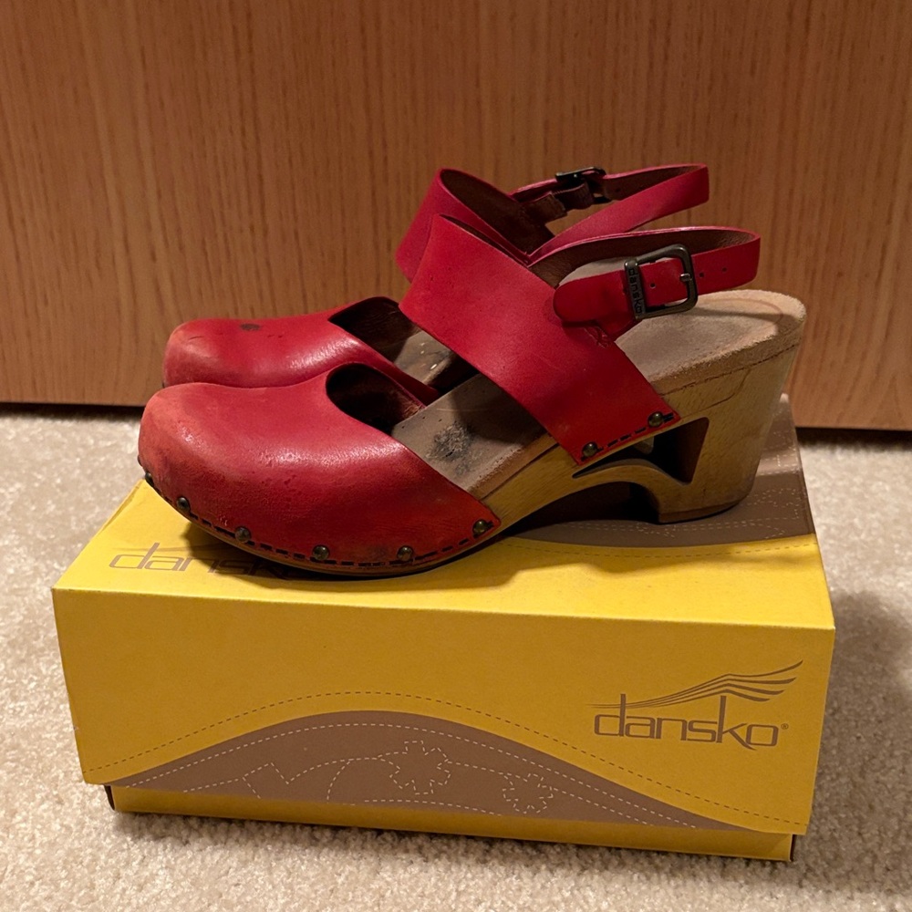 Dansko Thea in Crimson (Red) heel clog 40